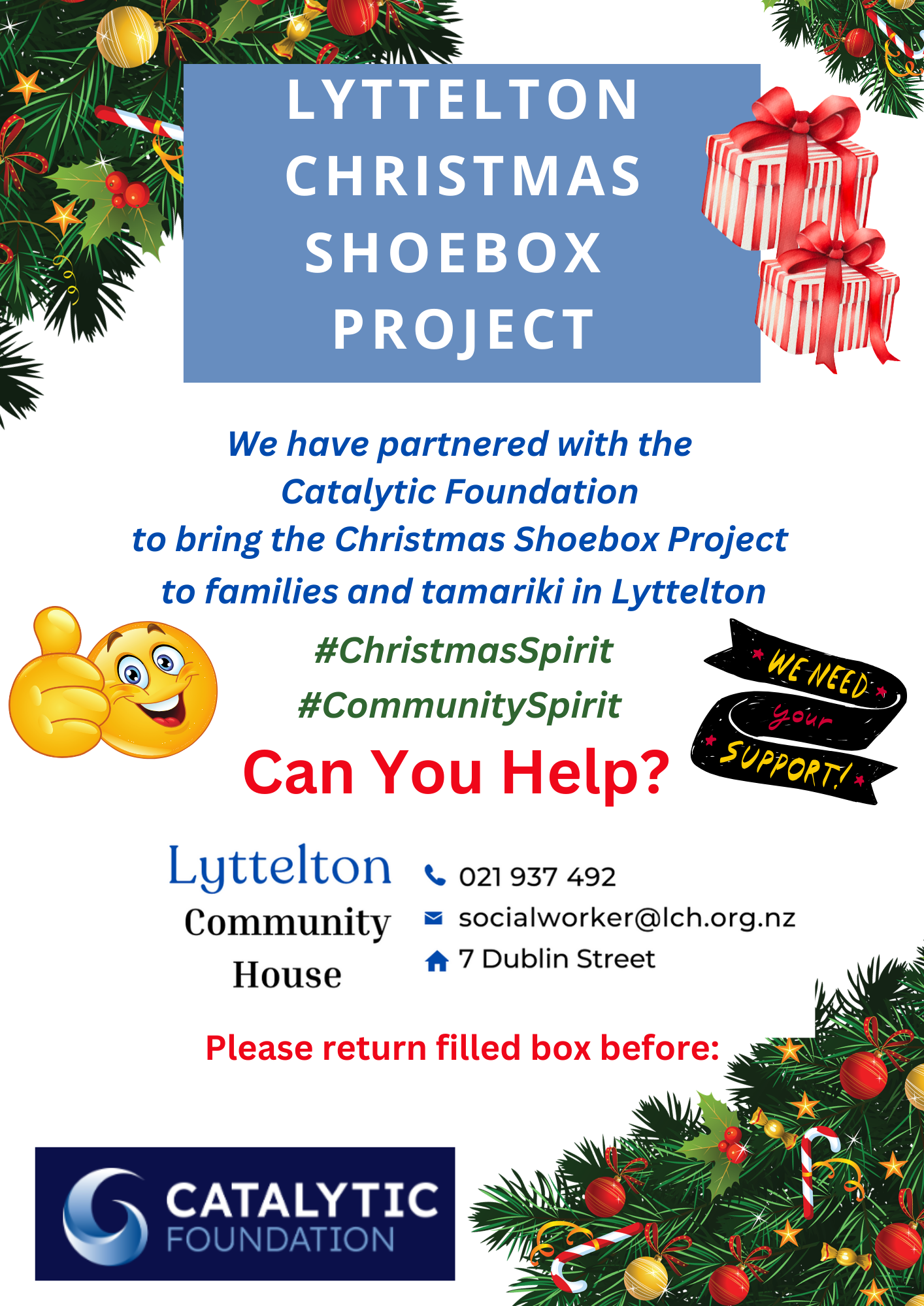 Christmas Shoebox Project Poster lyttelton shoebox project seeking community spirit