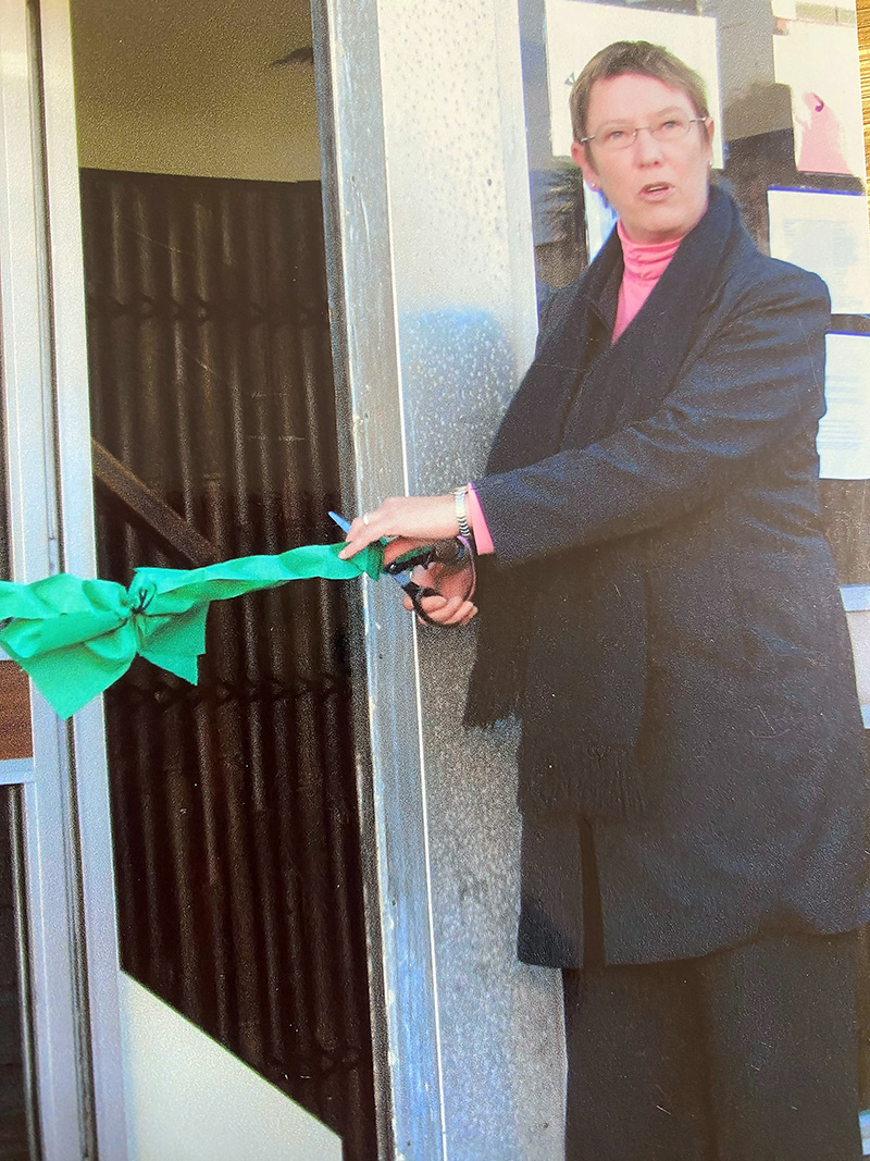 Ruth Dyson ruth dyson cutting green ribbon to lyttelton community house opening